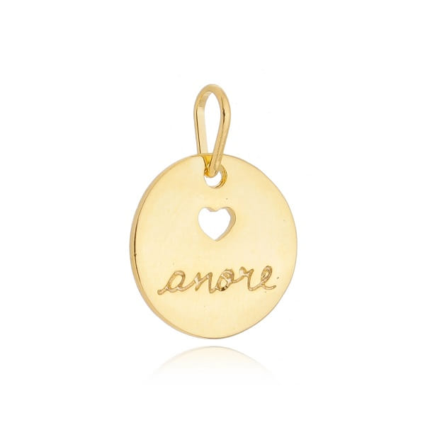 Pingente Moeda Coração Vazado Amore