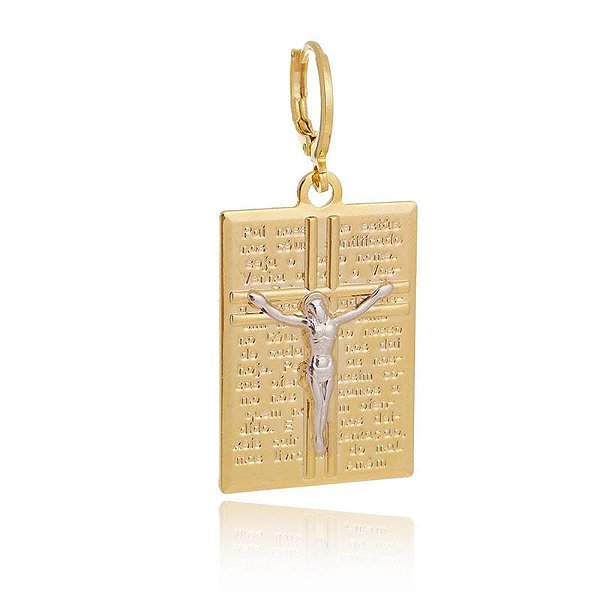 Pingente Quadrado Oração Pai Nosso Cristo