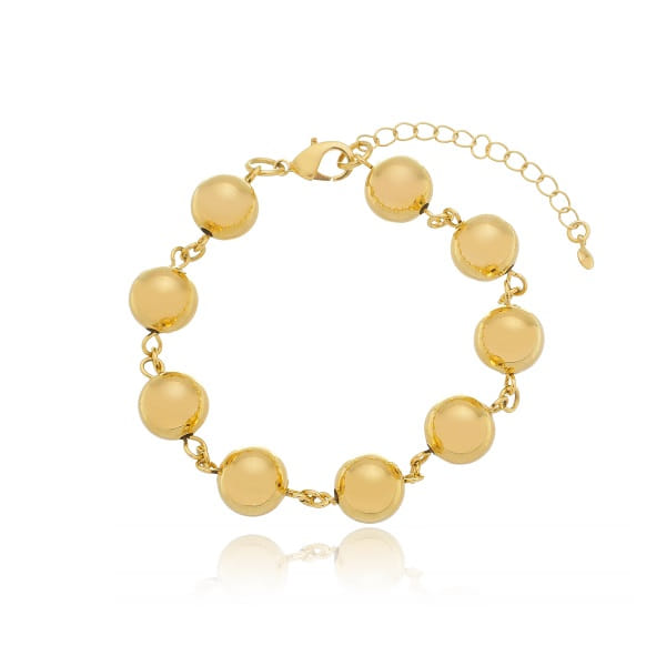 Pulseira 9 Bolas 12Mm Folheado a Ouro 18K