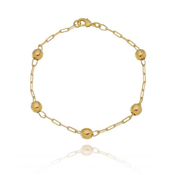 Pulseira Cartier 0,7Mm Com 5 Bolas Folheado a Ouro 18K