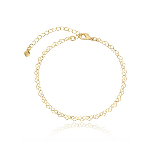 Pulseira Corações Entrelaçados Folheado a Ouro 18K