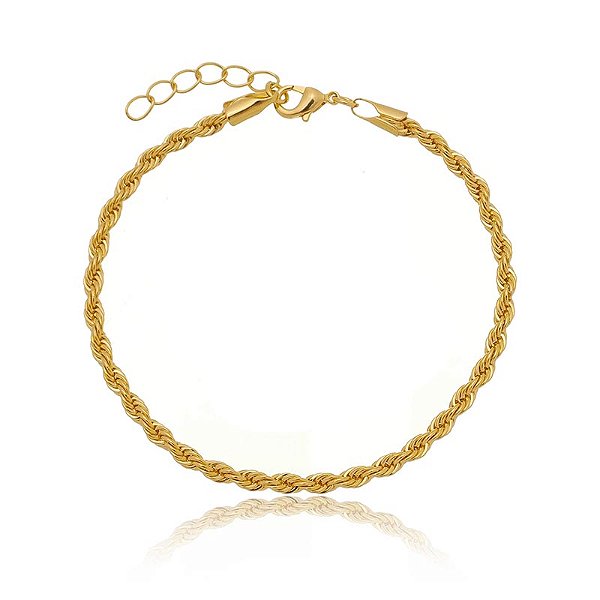 Pulseira Cordão Baiano 15Cm Folheado a Ouro 18K