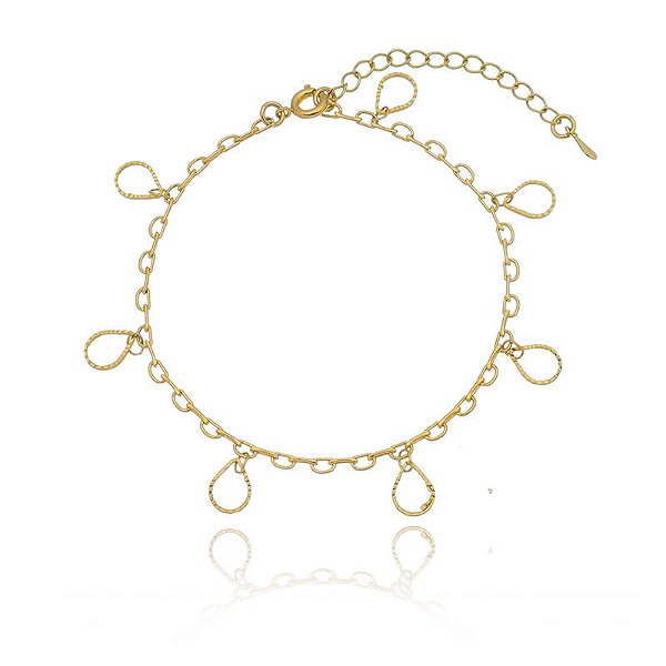 Pulseira Elo Fixo Gota Vazado Trab Folheado a Ouro 18K