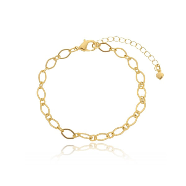 Pulseira Elo Losango Liso Folheado a Ouro 18K