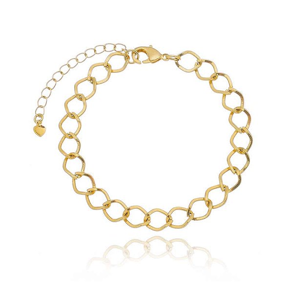 Pulseira Elo Losango Trabalhado Folheado a Ouro 18K