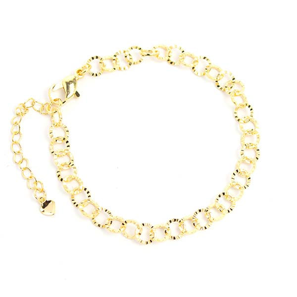 Pulseira Elo Redondo Trabalhado Folheado a Ouro 18K