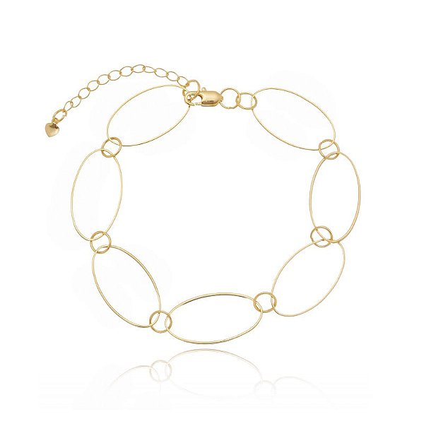 Pulseira Elos Ovais Grandes Folheado a Ouro 18K