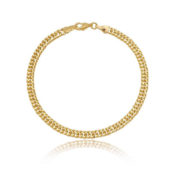Pulseira Groumet Laminada Dupla 0.4Mm Folheado a Ouro 18K