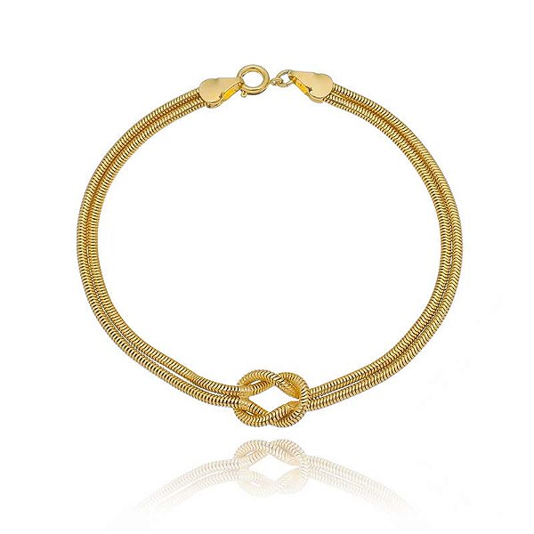 Pulseira Rabo De Rato Amarrada Folheado a Ouro 18K