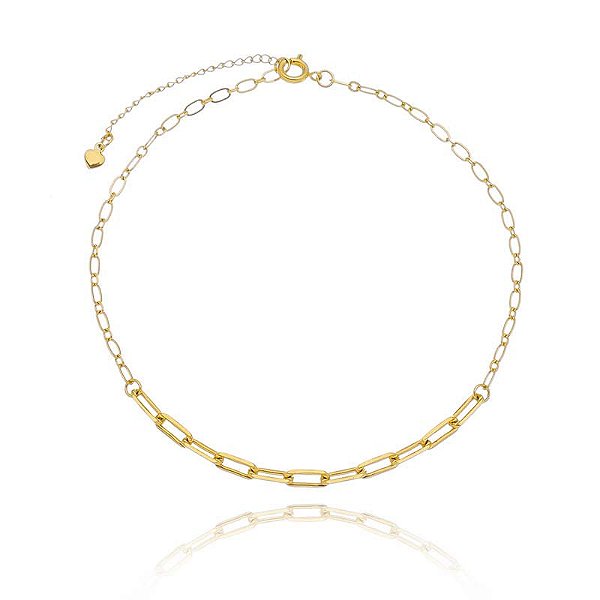 Tornozeleira 2 Elos Cartier E Oval Folheado a Ouro 18K