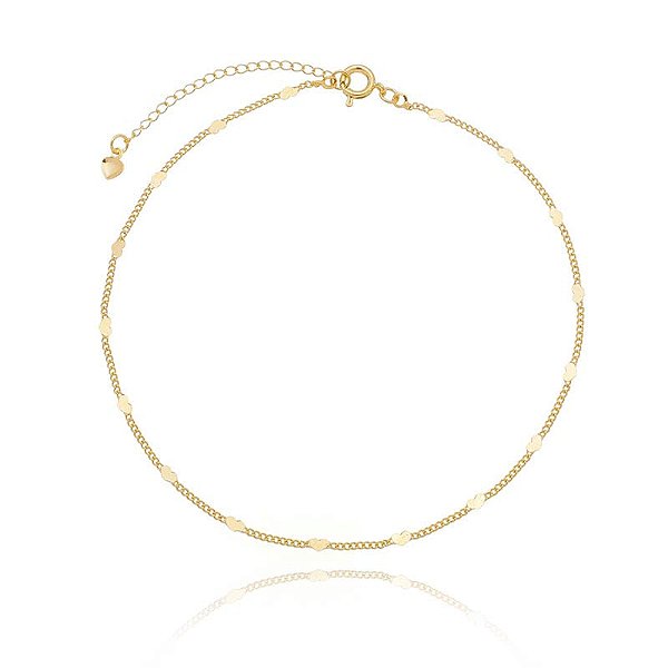 Tornozeleira Corações Marcados Folheado a Ouro 18K