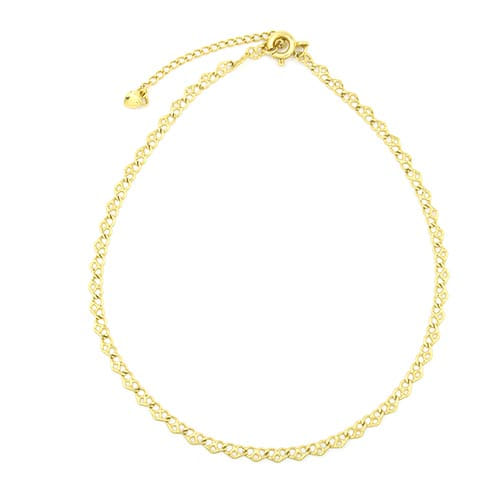 Tornozeleira Corrente Coração Entrelacado Folheado a Ouro 18K