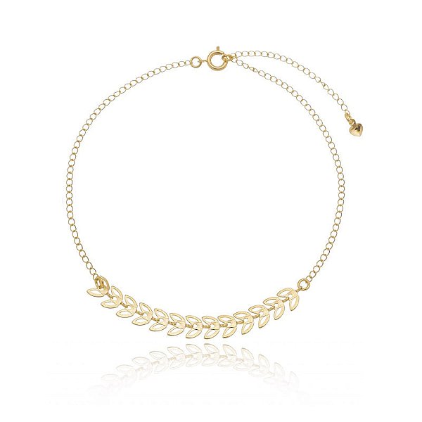 Tornozeleira Correntinha Setinhas Vazados Folheado a Ouro 18K