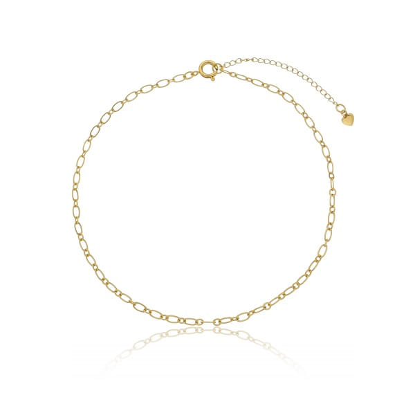 Tornozeleira Elo Oval Folheado a Ouro 18K