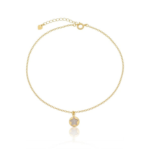 Tornozeleira Elo Português Folheado a Ouro 18K