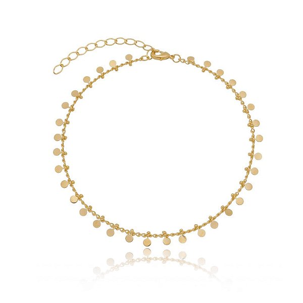 Tornozeleira Moedinhas Penduradas Folheado a Ouro 18K