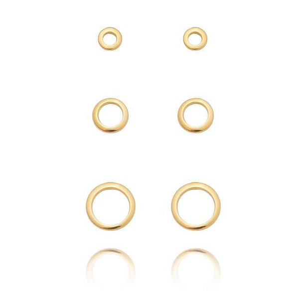 Trio Círculos Folheado a Ouro 18K