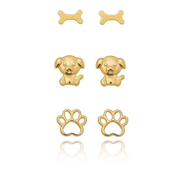 Trio Pet Folheado a Ouro 18K
