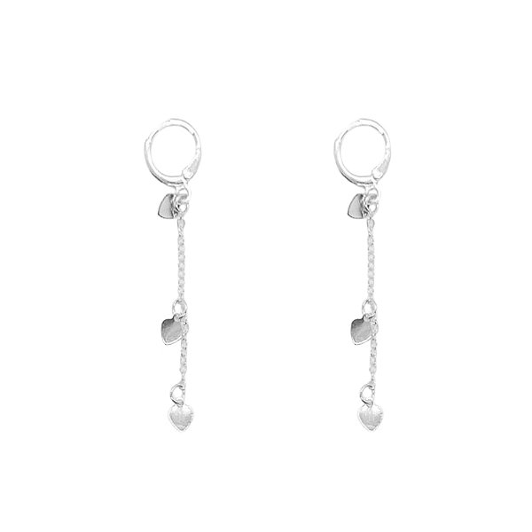 Brinco Argola Correntinha e Pingentes Coração