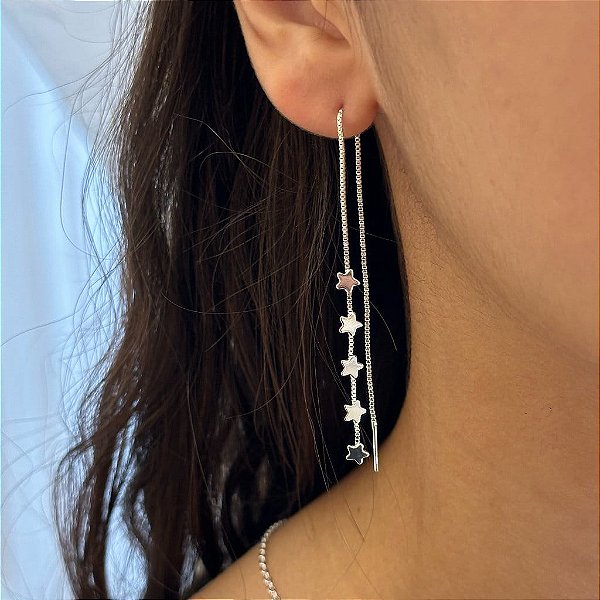 Brinco Cascata de Estrelas Folheado a Prata 925