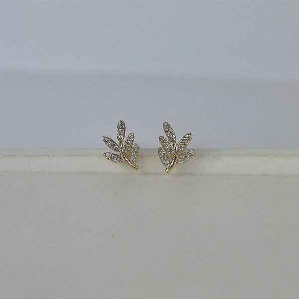 Brinco Flor Pétalas Cravejadas Folheado a Ouro 18k