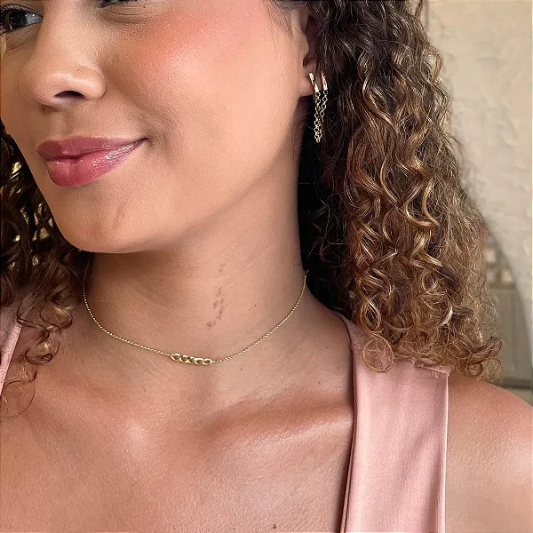 Colar Choker Corrente Folheado a Ouro 18k