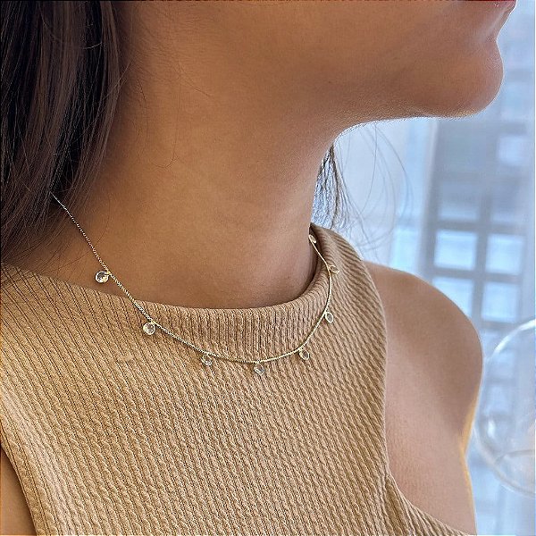 Colar Choker Tiffany Folheado a Ouro 18k