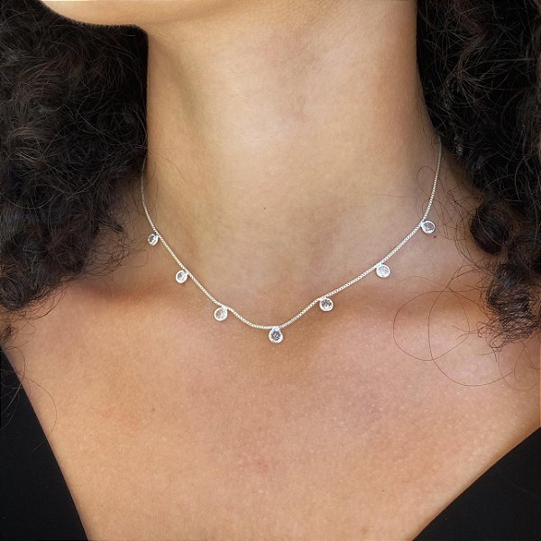 Colar Choker Tiffany Folheado a prata 925