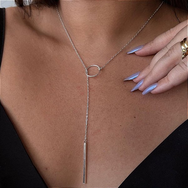 Colar Gravatinha Palito Folheado a Prata 925