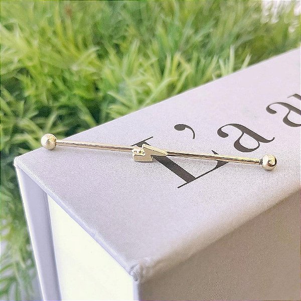 Piercing Bastão 40mm Raio Liso Folheado a ouro 18K