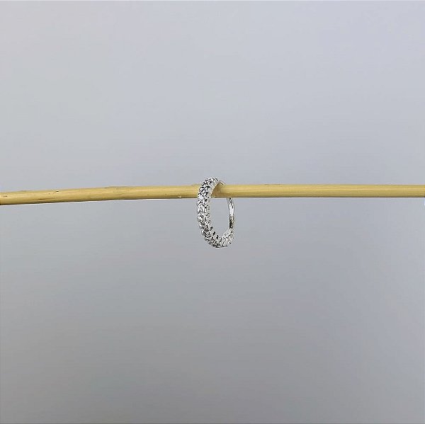 Piercing de Torção Meia Argola Cravejada [10mm] Folheado a Prata 925