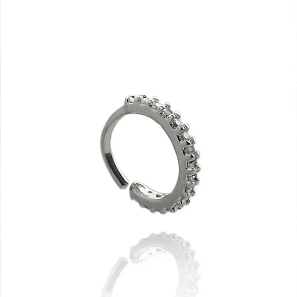 Piercing de Torção Meia Argola Cravejada [10mm] Folheado a Prata 925