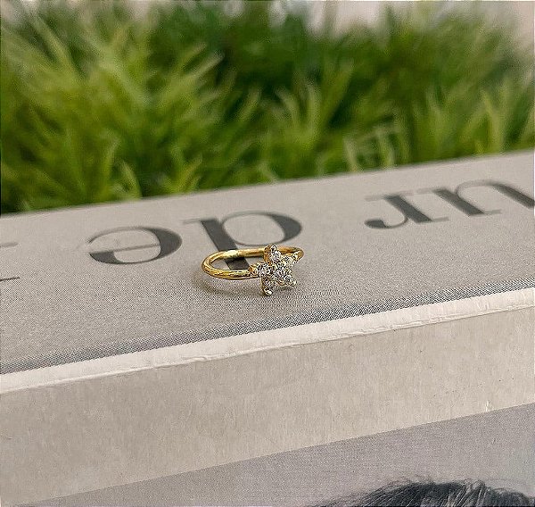 Piercing Torção Flor Zircônia Folheado a Ouro 18k