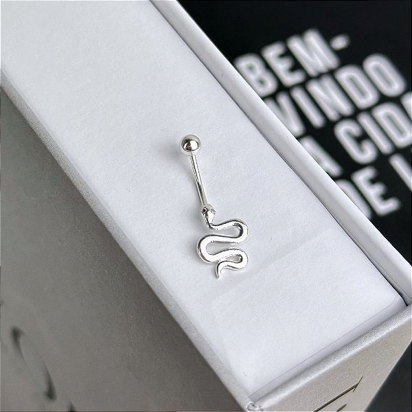 Piercing Umbigo Cobra Lisa Folheado a Prata 925
