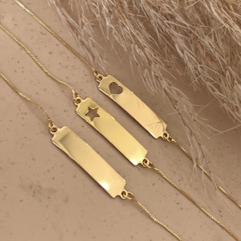 Pulseira Infantil Placa Nome Veneziano