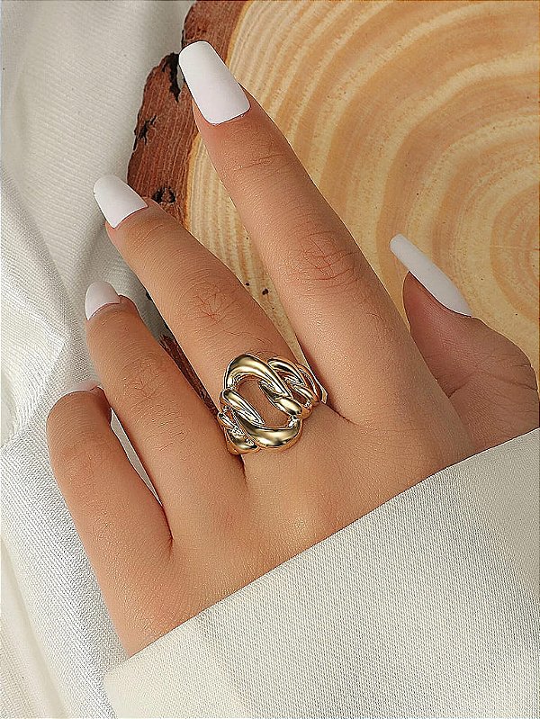Anel Elos Orgânicos Folheado a Ouro 18k