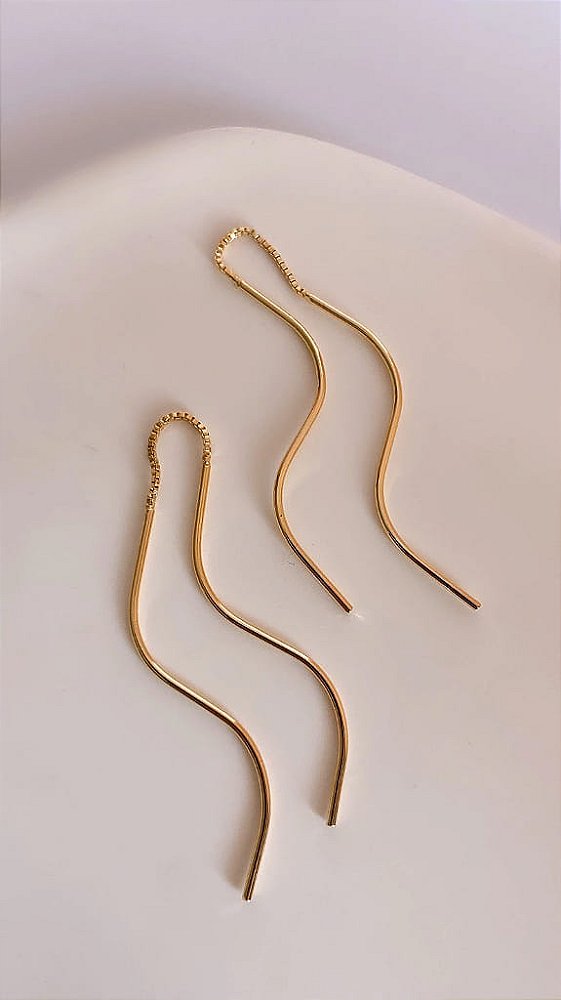 Brinco Fio Duplo Cascata Folheado a Ouro 18k