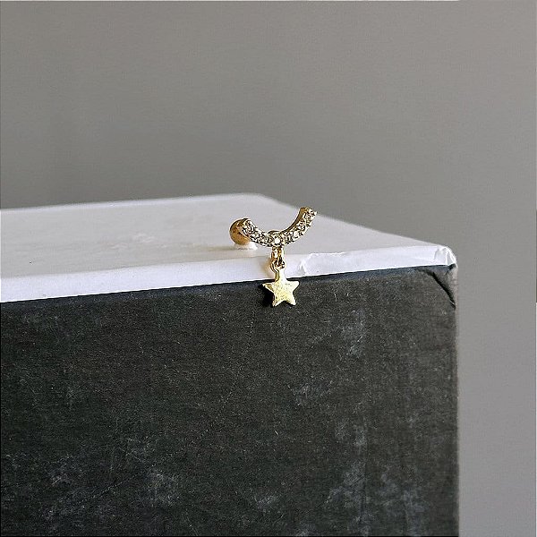 Piercing Arco Cravejado e Estrela Lisa