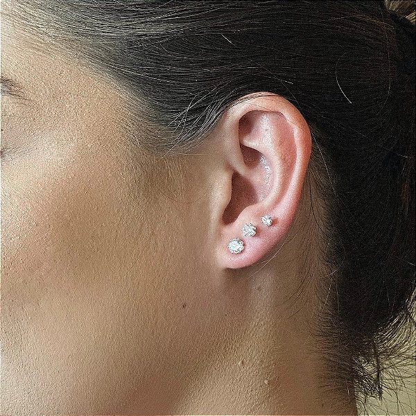 Trio Ponto De Luz Cristal Folheado a Prata 925