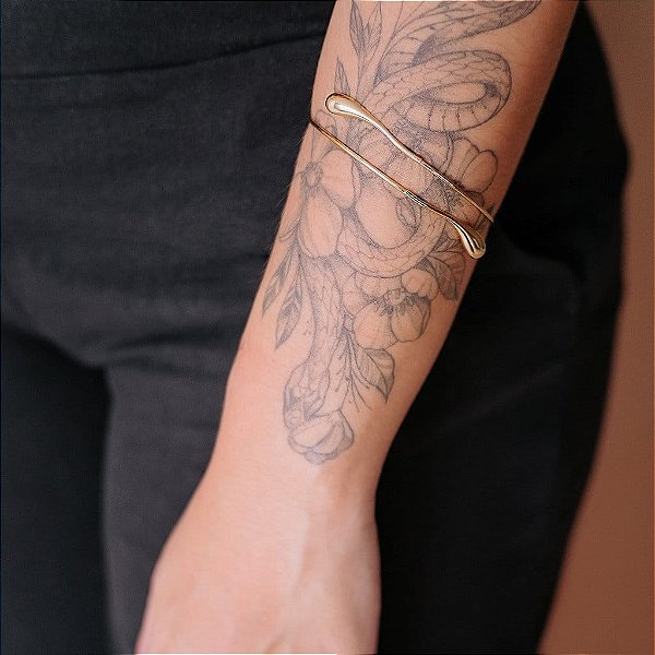 Bracelete Aro Gota Orgânica Lisa Folheado a Ouro 18k