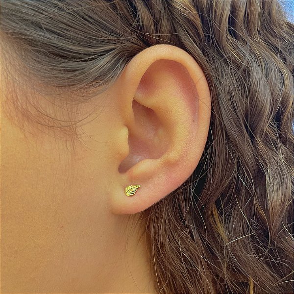 Brinco Folha Desenhada Folheado a Ouro 18k