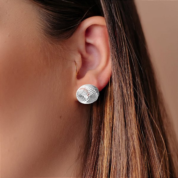 Brinco Ninho Circular Folheado a Prata 925