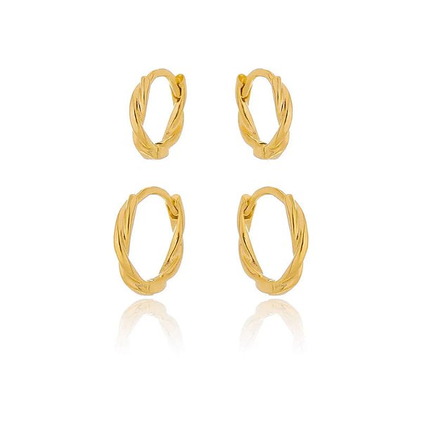 Duo de Argolas Fio Torcido Folheado a Ouro 18k