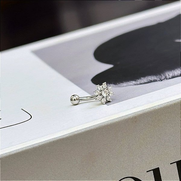 Piercing Bananinha Florzinha 8 pontas Banhado a Prata 925
