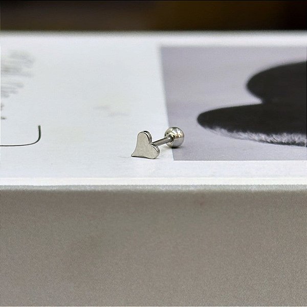 Piercing Coração Liso Alongado Folheado a Prata 925