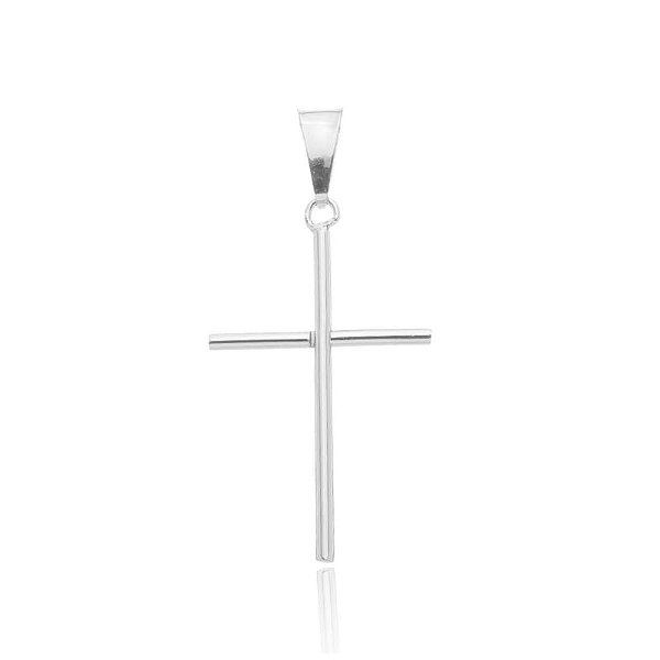Pingente Cruz Palito 2cm Folheado a Prata 925
