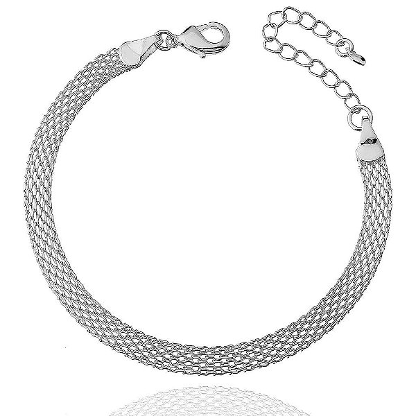 Pulseira Malha Trançada Folheado a Prata 925