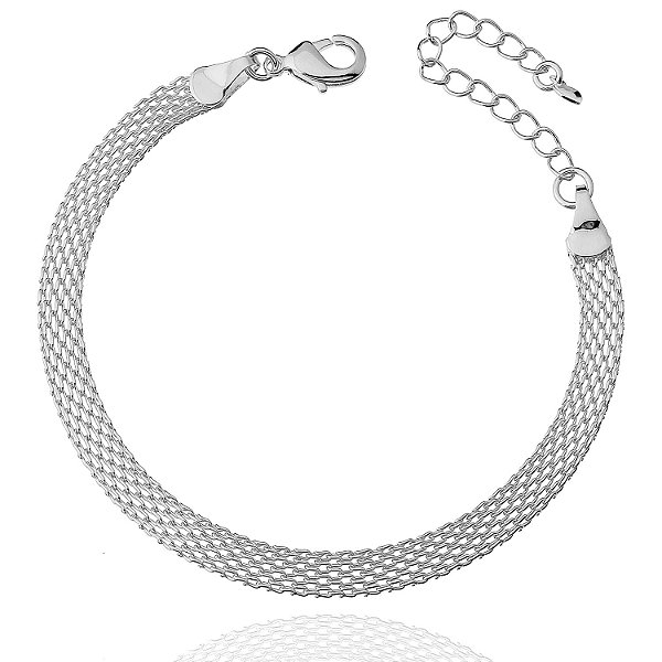 Pulseira Malha Trançada Folheado a Prata 925