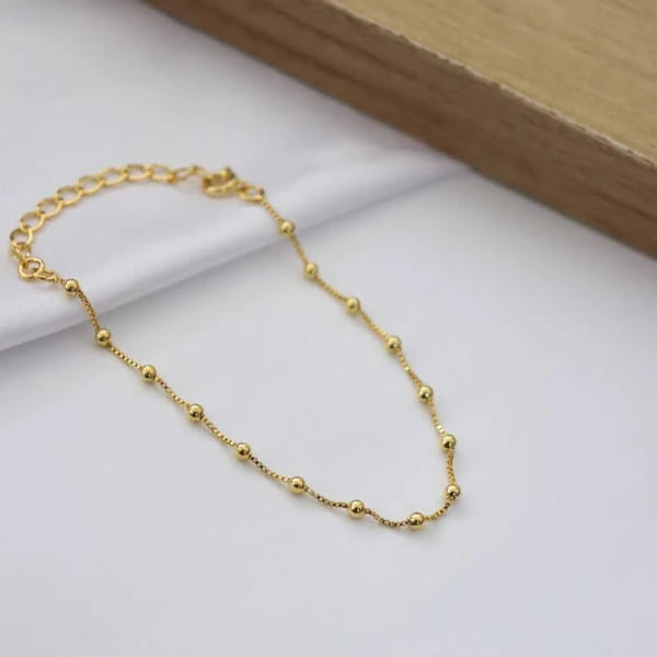 Pulseira Veneziano Bolinhas Folheado a Ouro 18k