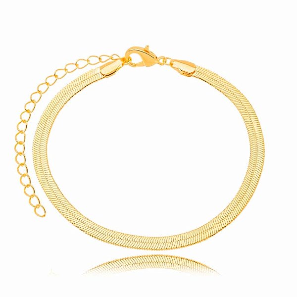 Pulseira Fita Heringbone Folheada a Ouro 18k